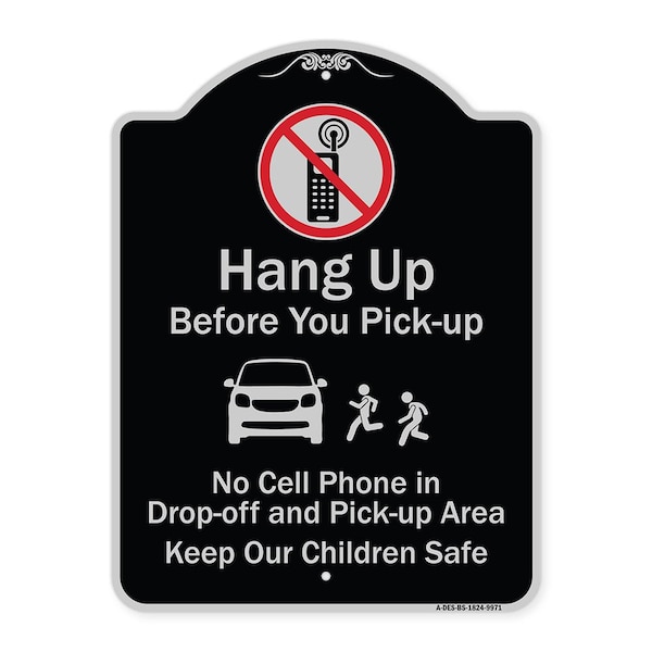 Signmission Designer Series-Hang-up Before You Pick-up Black & Silver Heavy-Gauge Alum, 24" x 18", BS-1824-9971 A-DES-BS-1824-9971 - main